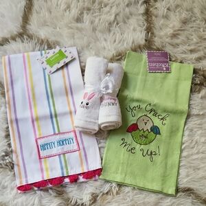 Easter Kitchen Towel Set with Bunny and Chick Designs